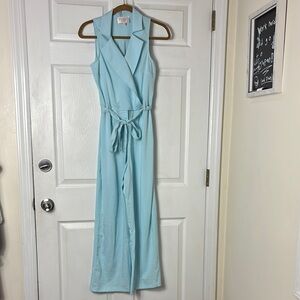 AUDREY PARKS Sleeveless Baby Blue Pant Jumpsuit Size XS
